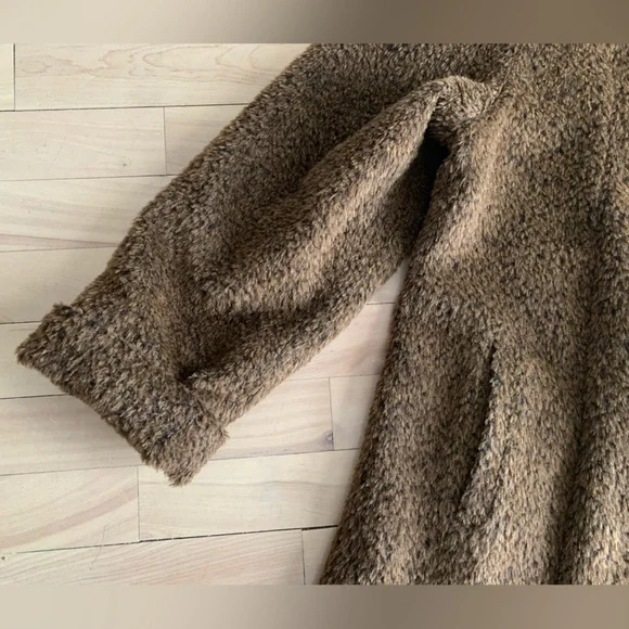 VINTAGE - Dolce Bella Alpaca Wool Mohair Textured Coat | Brown Swing Coat L/XL - Picture 6 of 13